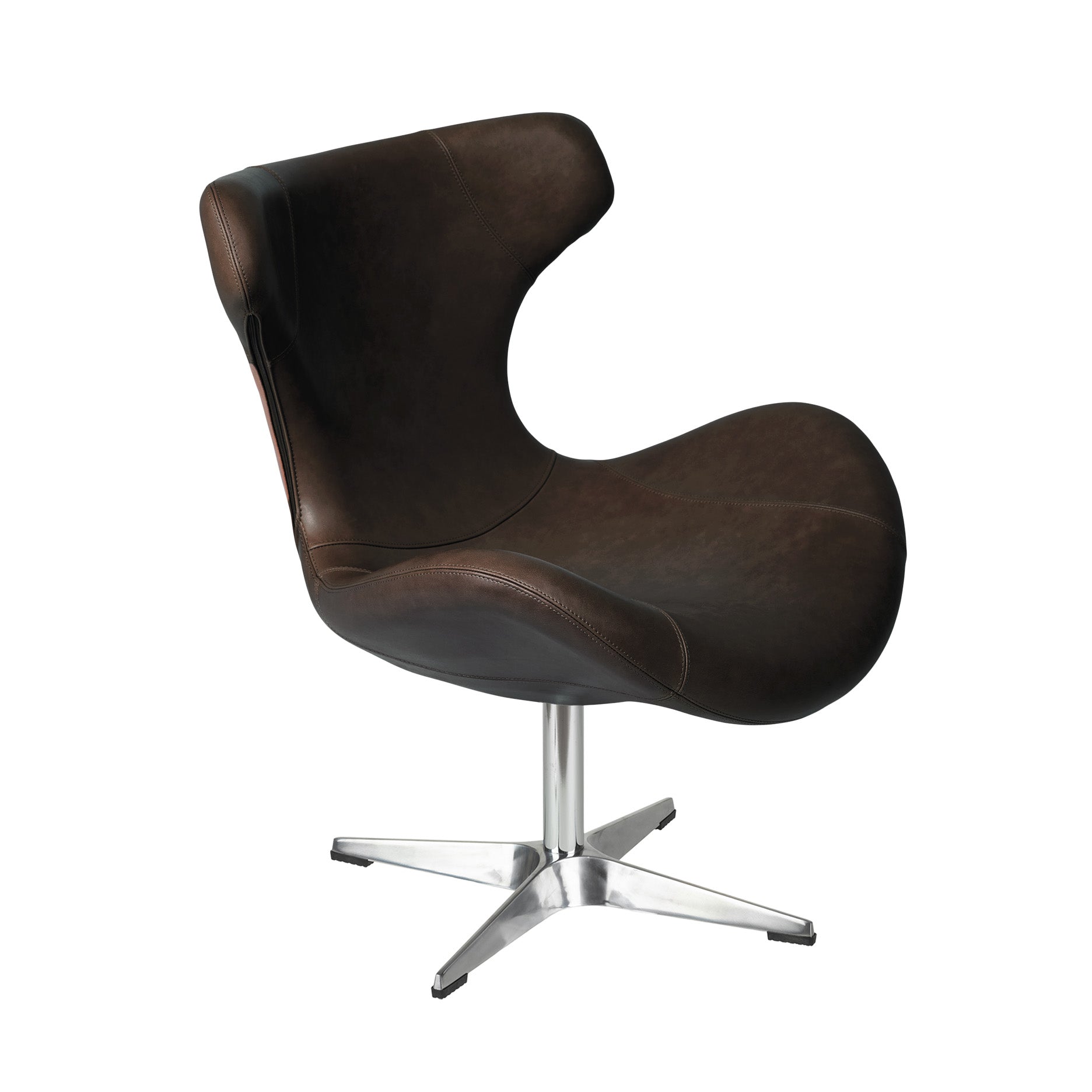 Kato loungestol læder m. chrome drejesokkel